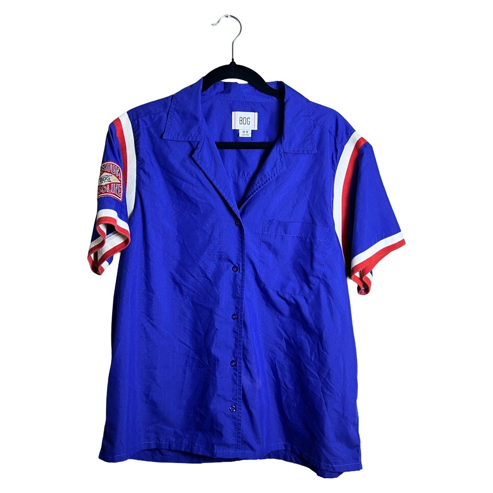 BDG Short Sleeve Button Up Shirt M Blue Grease n Go Workwear Streetwear Style